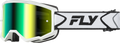 FLY RACING ZONE GOGGLE WHITE/BLACK W/ IRIDESCENT GRN MIRROR LENS
