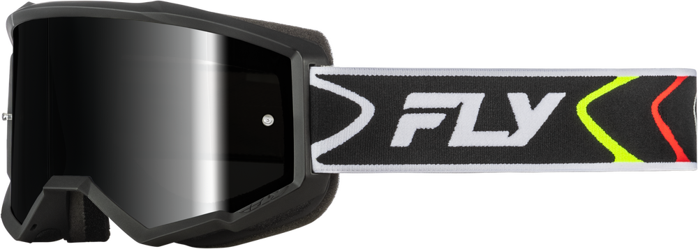 FLY RACING ZONE GOGGLE BLACK/WHITE W/BLACK MIRROR/SMOKE LENS