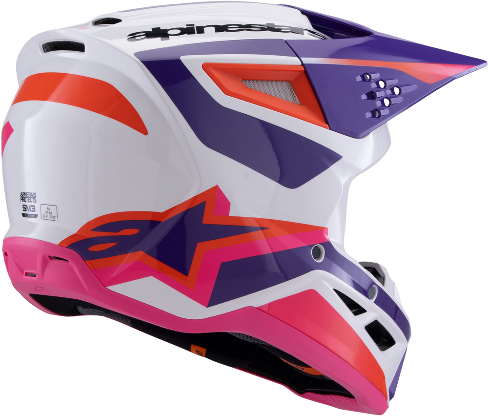 ALPINESTARS SM3 HEAT HELMET WHITE/PURPLE/PINK GLOSSY LG