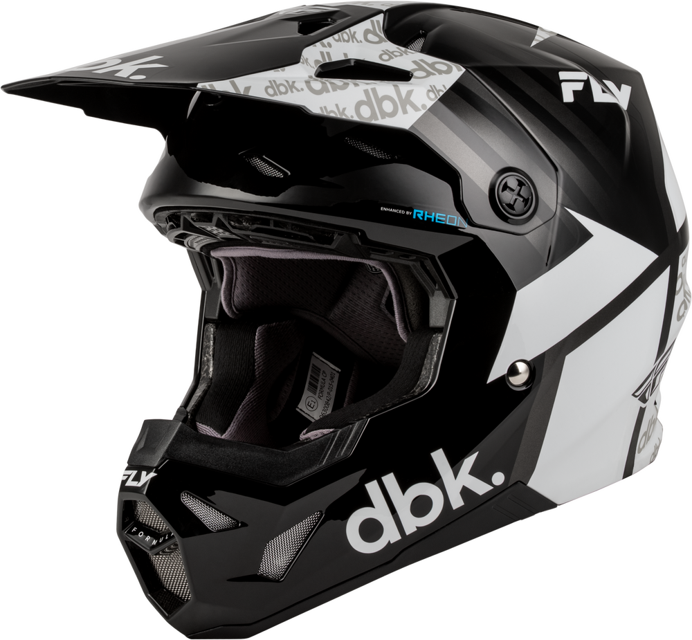 FLY RACING FORMULA CP DBK HELMET BLACK/WHITE/GREY LG